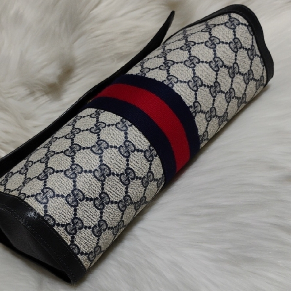 SALE! Authentic Gucci GG Supreme Sherry Line Leather Vtg Clutch Bag - Picture 7 of 16